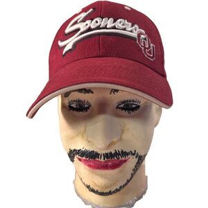 Oklahoma Sooners OU Hat Strap back Cap Red Adjustable, College, Football,‎ Vtg